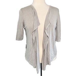 St. Tropez West Linen Open Draped Front Spring Summer Short Sleeve Cardi…